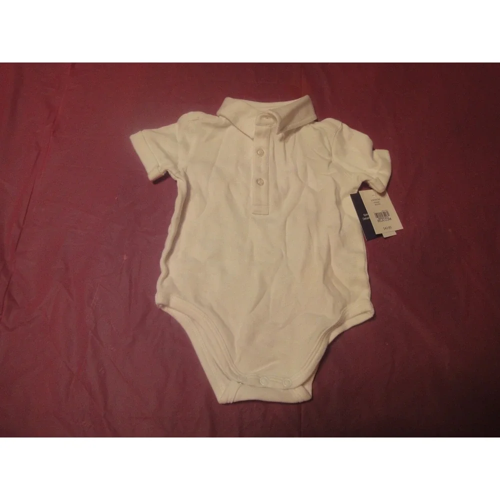 Crown & Ivy baby one piece 6 months white short sleeve polo‎ style NWT